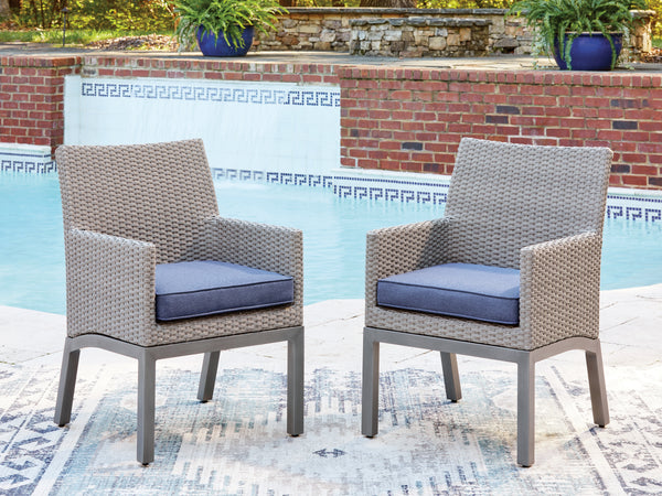 Half Moon Beach Blue/Gray Outdoor Arm Chair with Cushion (Set of 2)