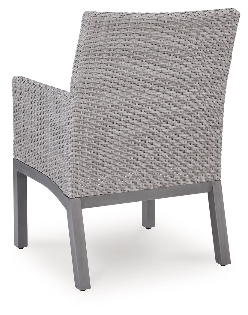 Half Moon Beach Blue/Gray Outdoor Arm Chair with Cushion (Set of 2) from Ashley Furniture - Luna Furniture
