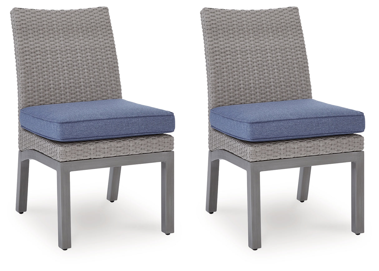 Half Moon Beach Blue/Gray Outdoor Side Chair with Cushion (Set of 2) from Ashley - Luna Furniture
