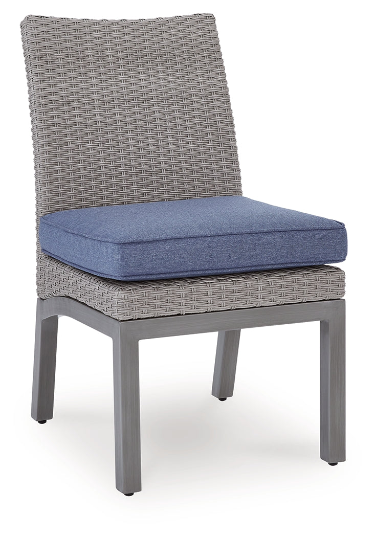 Half Moon Beach Blue/Gray Outdoor Side Chair with Cushion (Set of 2) from Ashley - Luna Furniture