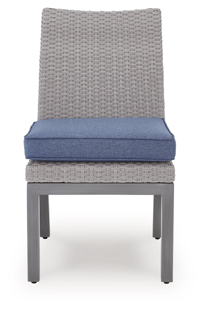Half Moon Beach Blue/Gray Outdoor Side Chair with Cushion (Set of 2) from Ashley - Luna Furniture