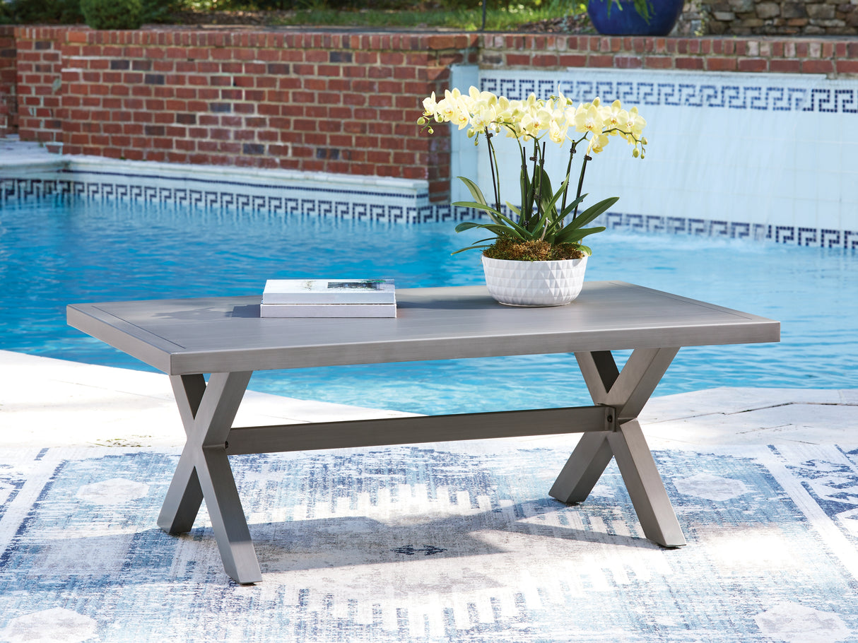 Half Moon Beach Gray Outdoor Coffee Table from Ashley - Luna Furniture