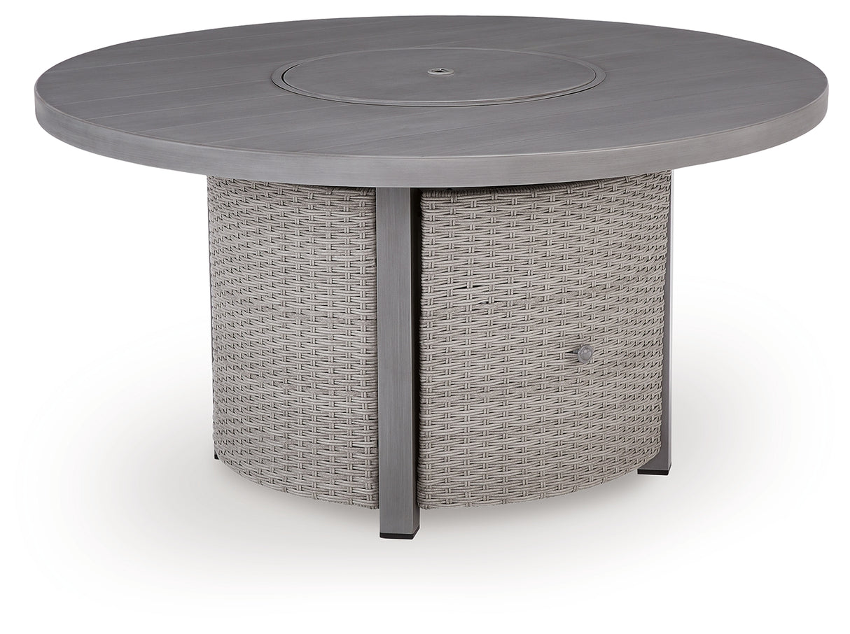 Half Moon Beach Gray Outdoor Fire Pit Table from Ashley - Luna Furniture