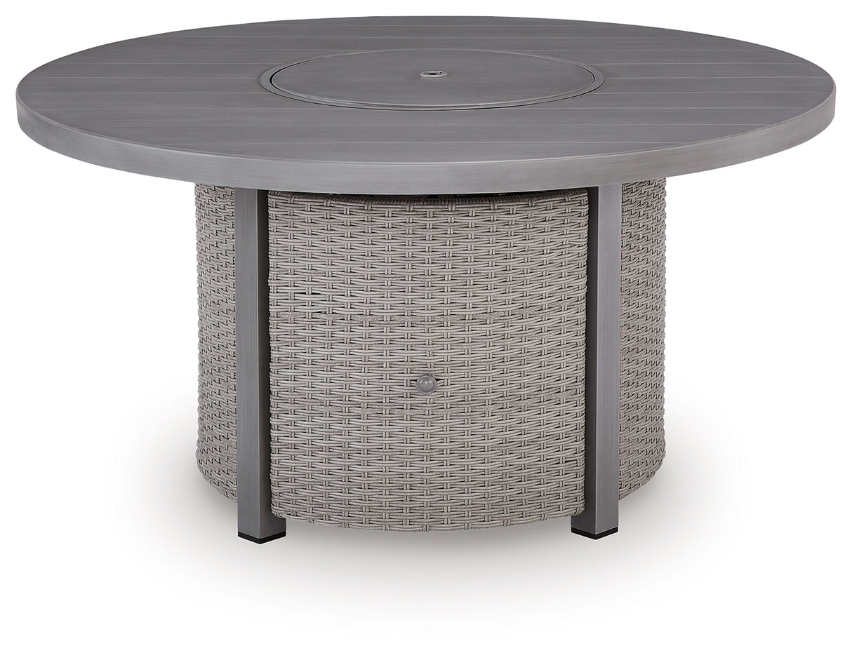 Half Moon Beach Gray Outdoor Fire Pit Table from Ashley - Luna Furniture