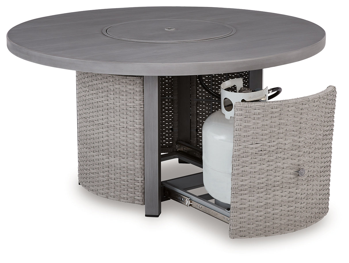 Half Moon Beach Gray Outdoor Fire Pit Table from Ashley - Luna Furniture