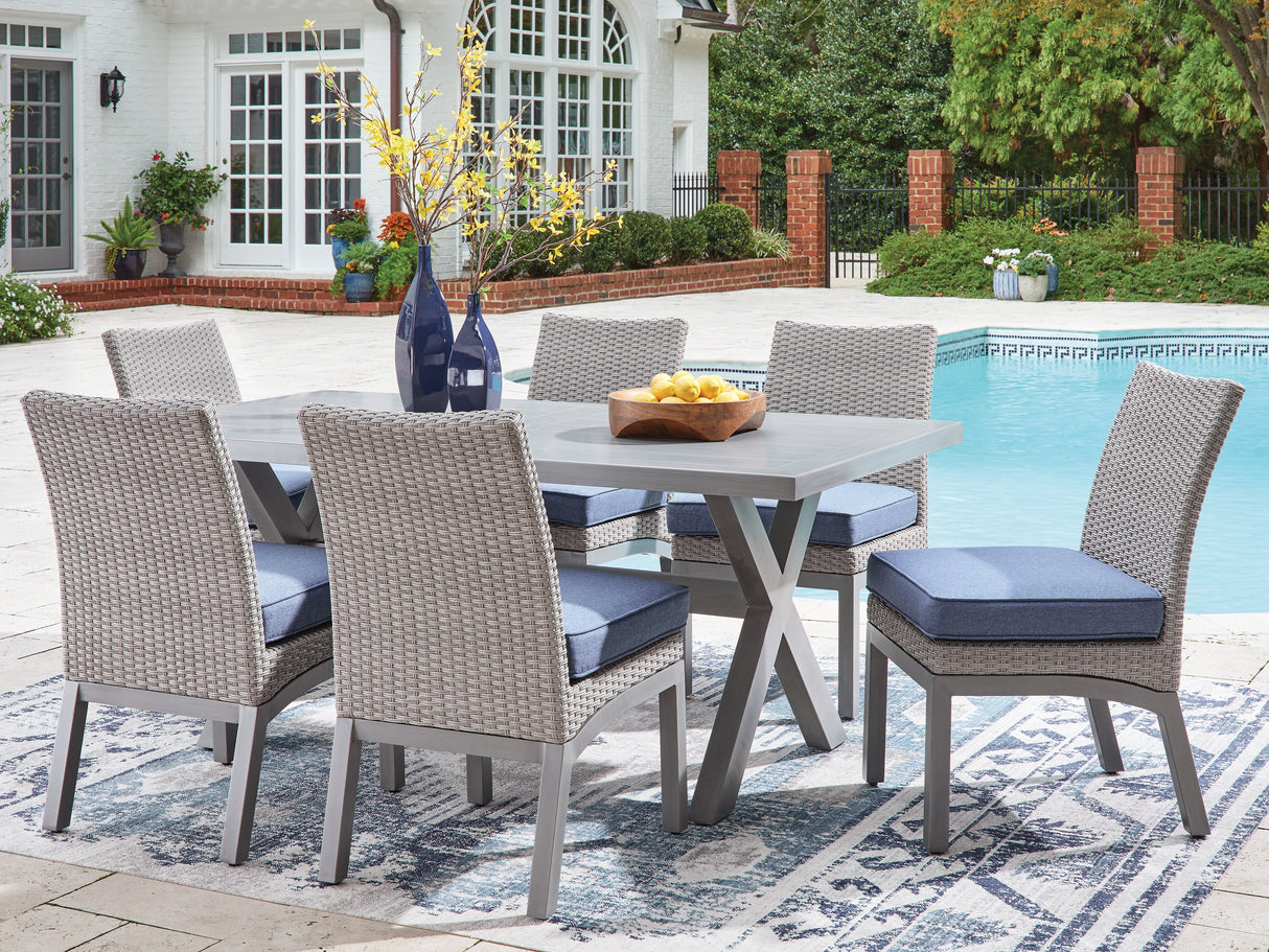 Half Moon Beach Outdoor Dining Table and 6 Chairs in Gray from Ashley - Luna Furniture
