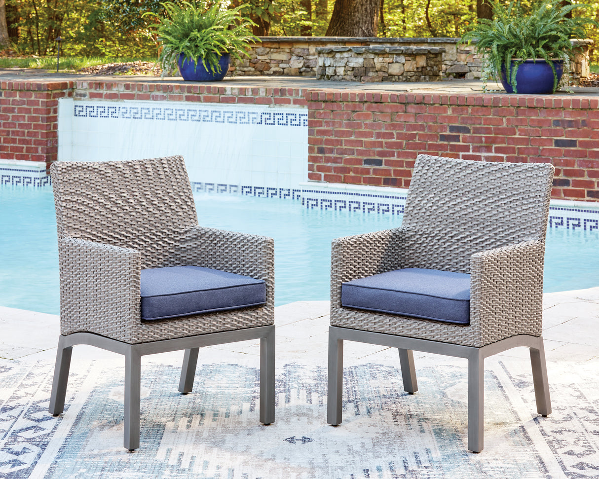 Half Moon Beach Outdoor Dining Table and 4 Chairs in Gray from Ashley - Luna Furniture