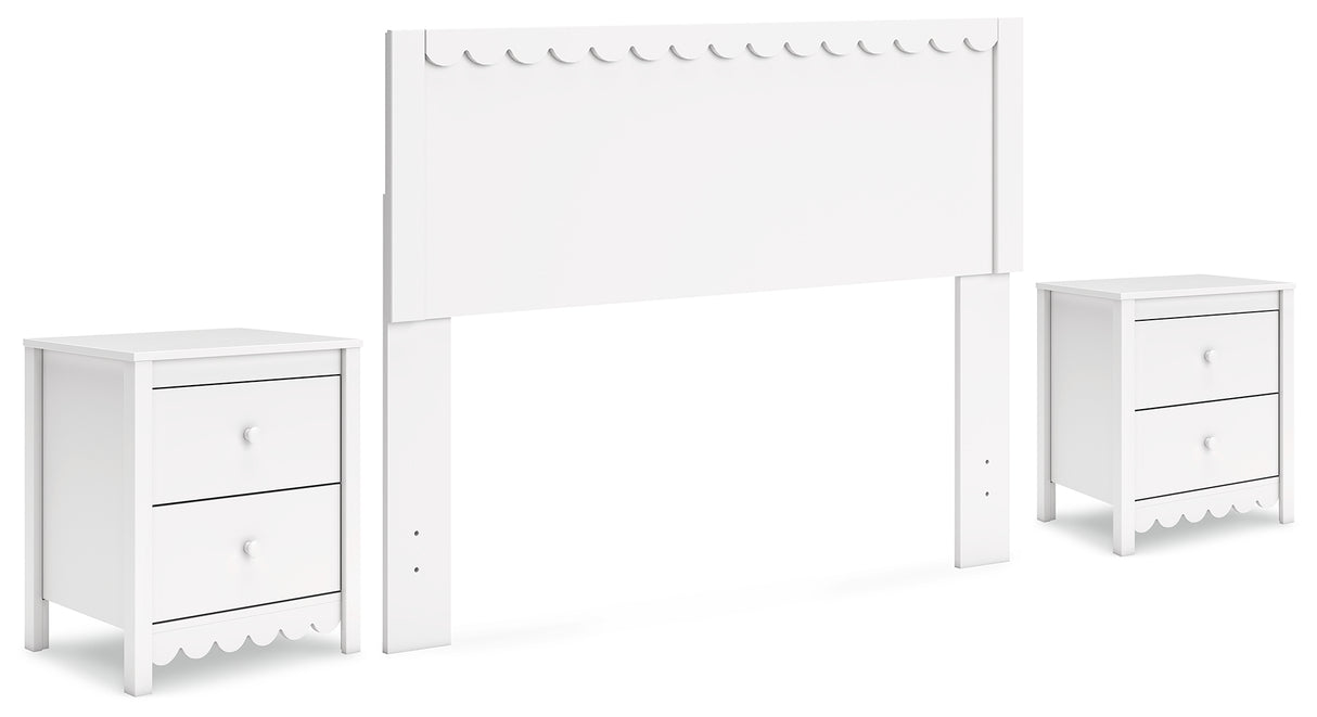 Hallityn Full Panel Headboard with 2 Nightstands in White from Ashley - Luna Furniture