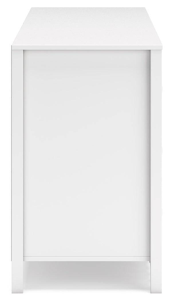 Hallityn Twin Panel Platform Bed with Dresser, Chest and 2 Nightstands in White from Ashley - Luna Furniture