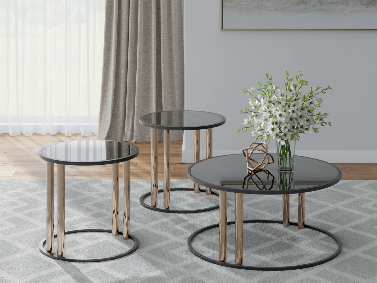 Hannerly Black/Gold Finish Table (Set of 3) from Ashley - Luna Furniture