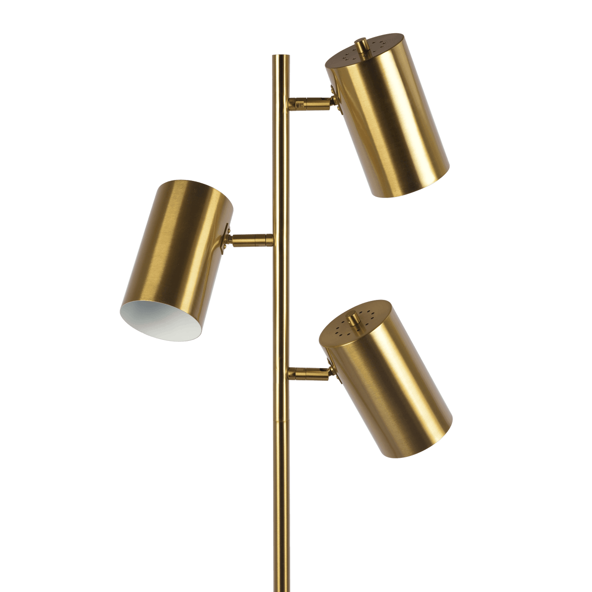 Harmony Brassed Gold Floor Lamp with Rotary Switch Triple Spots Metal Block Base from Midinmod - Luna Furniture