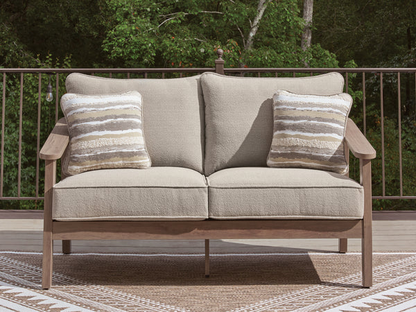 Harmony Headlands Natural/Gray Outdoor Loveseat with Cushion