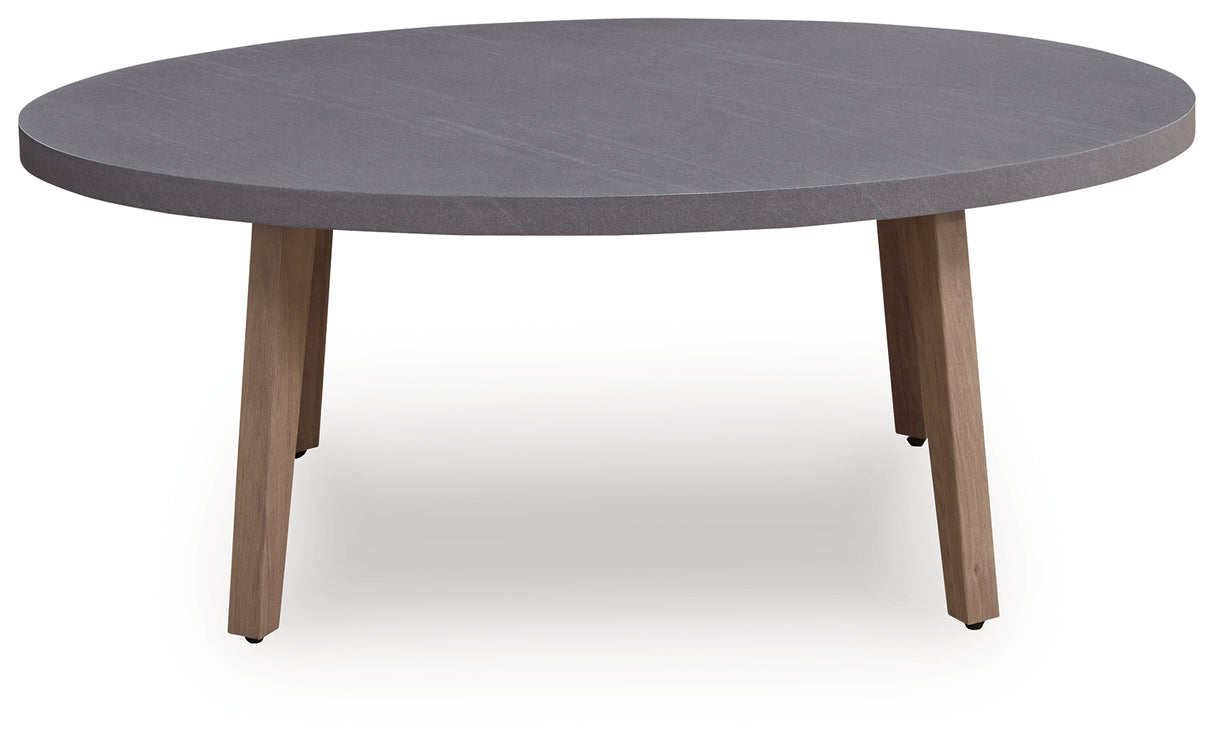 Harmony Headlands Outdoor Sofa and Loveseat with Coffee Table in Natural/Gray from Ashley Furniture - Luna Furniture