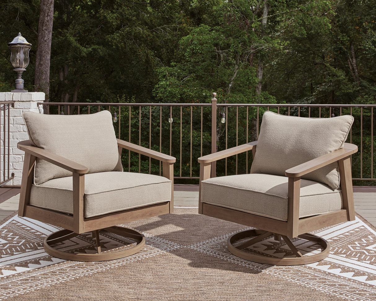 Harmony Headlands Outdoor Sofa with 2 Lounge Chairs in Natural/Gray from Ashley - Luna Furniture