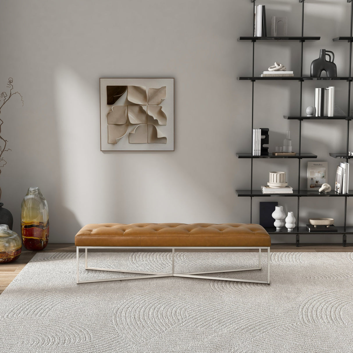 Harper Tan Leather Bench from Ashcroft Furniture - Luna Furniture