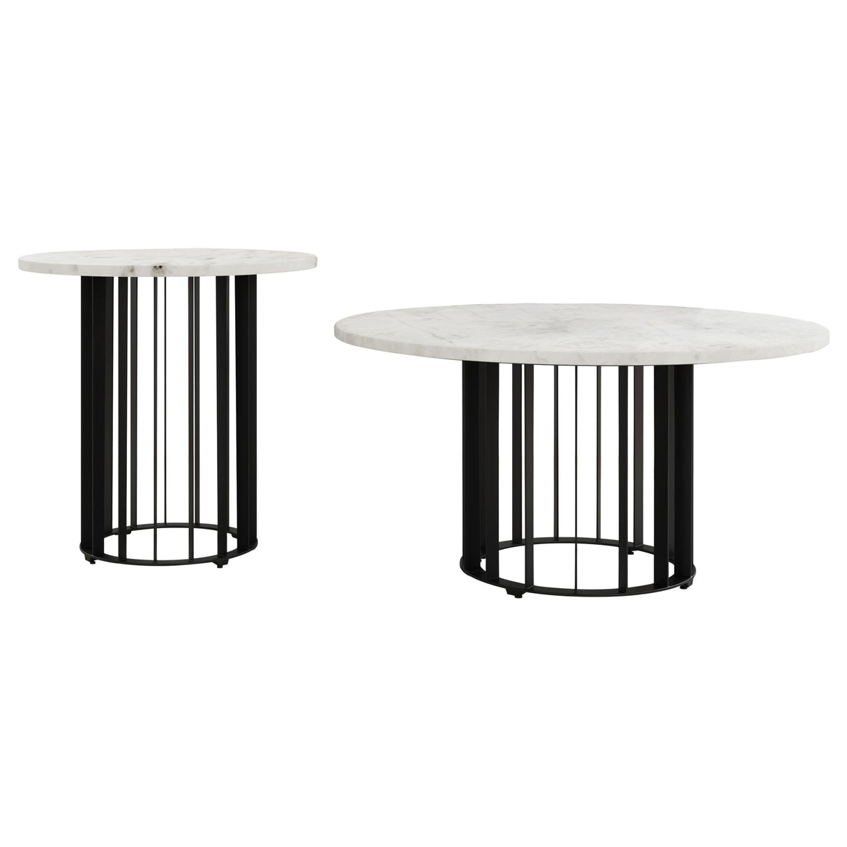 Haven Black 2-Piece Round Marble Coffee and End Table Set from Coaster - Luna Furniture