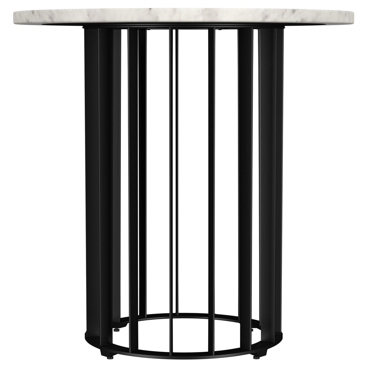 Haven Black and White Round Genuine Marble Top End Side Table from Coaster - Luna Furniture