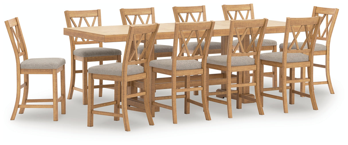 Havonplane Counter Height Dining Table and 10 Barstools in Brown from Ashley - Luna Furniture