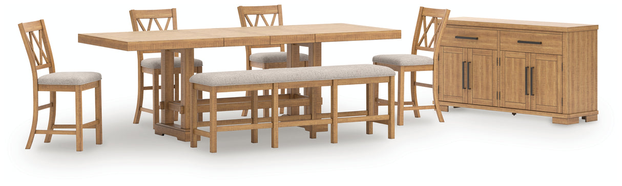 Havonplane Counter Height Dining Table and 4 Barstools and Bench with Storage in Brown from Ashley - Luna Furniture