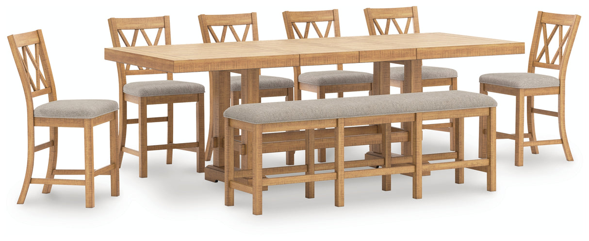 Havonplane Counter Height Dining Table and 6 Barstools and Bench in Brown from Ashley - Luna Furniture