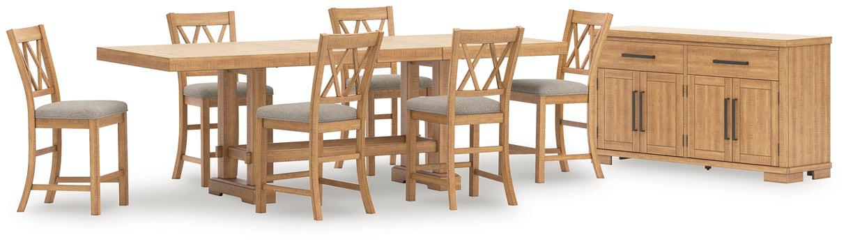 Havonplane Counter Height Dining Table and 6 Barstools with Storage in Brown from Ashley - Luna Furniture