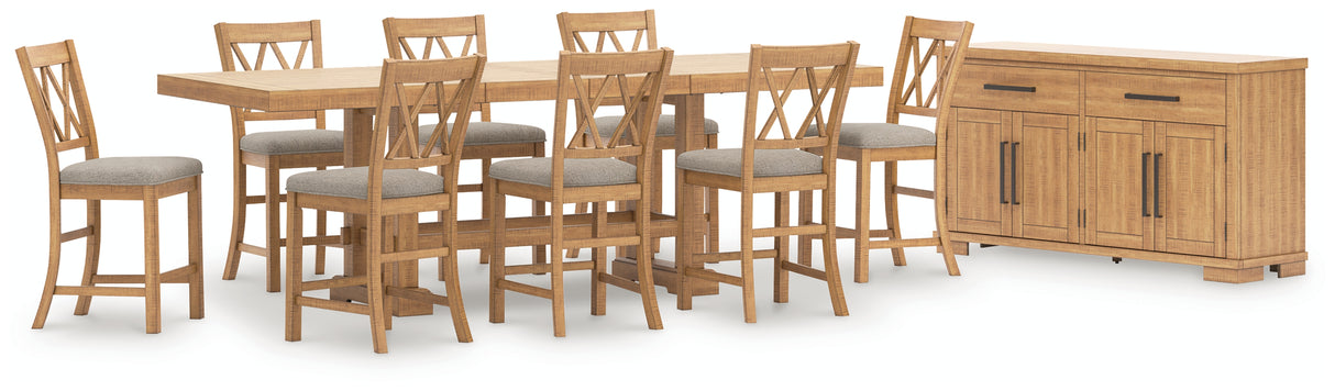 Havonplane Counter Height Dining Table and 8 Barstools with Storage in Brown from Ashley - Luna Furniture