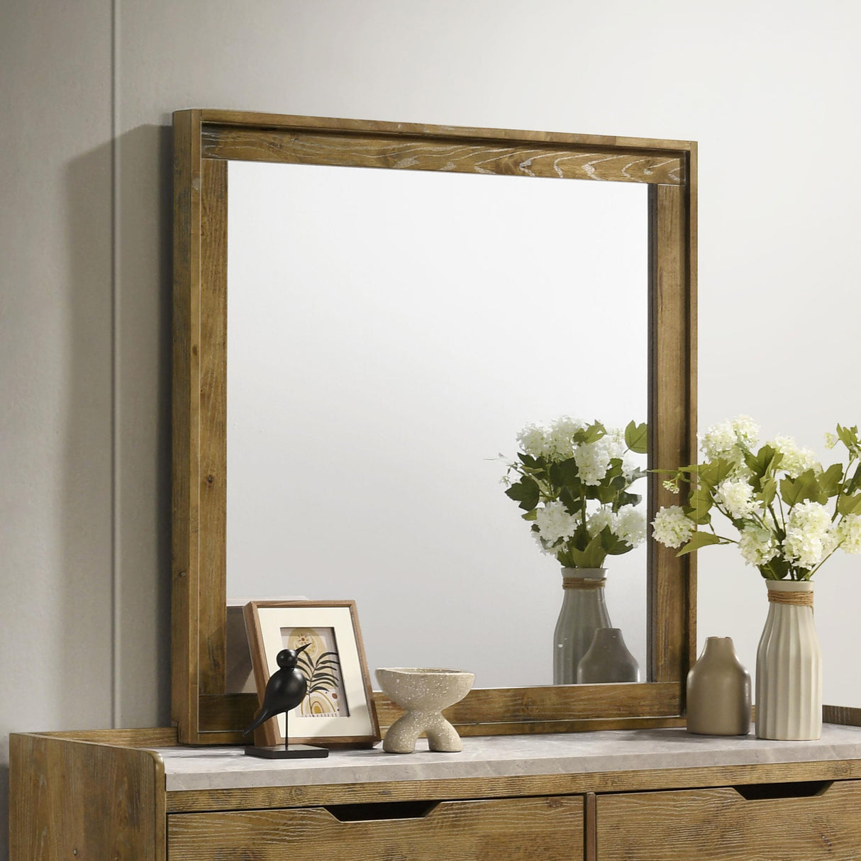 Henderson Medium Oak Dresser Mirror from Coaster - Luna Furniture