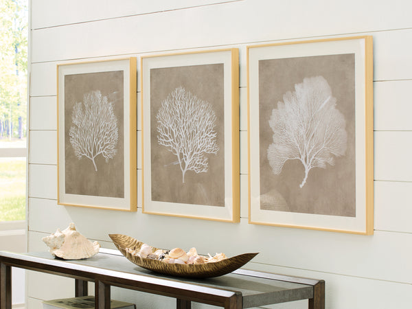 Hendridge Taupe/White Wall Art (Set of 3)