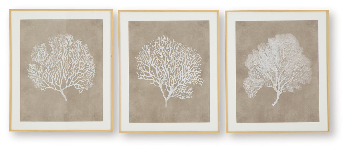 Hendridge Taupe/White Wall Art (Set of 3) from Ashley - Luna Furniture