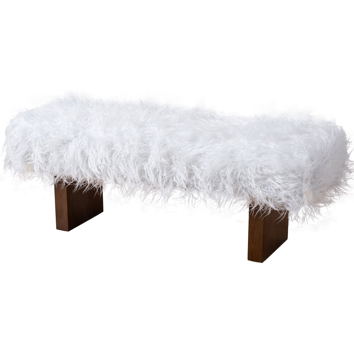 Henley White Khaki Fur Bench from Midinmod - Luna Furniture