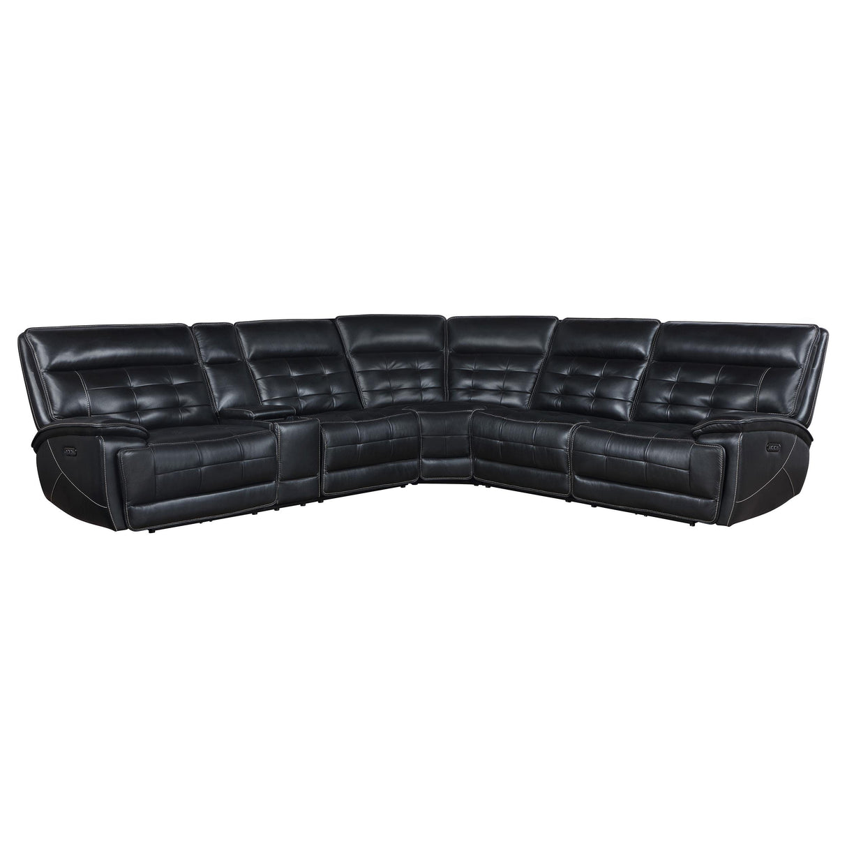 Hewitt Black Leather Upholstered Power Reclining Sectional from Coaster - Luna Furniture