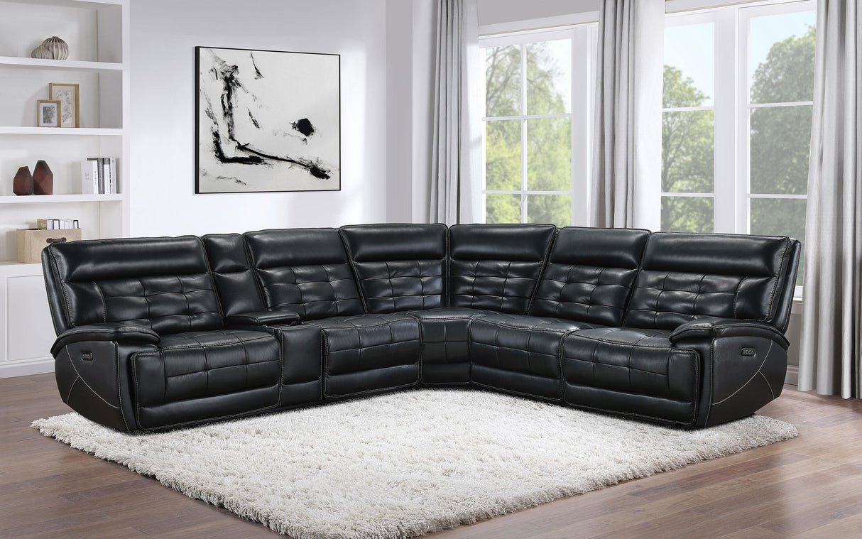 Hewitt Black Leather Upholstered Power Reclining Sectional from Coaster - Luna Furniture