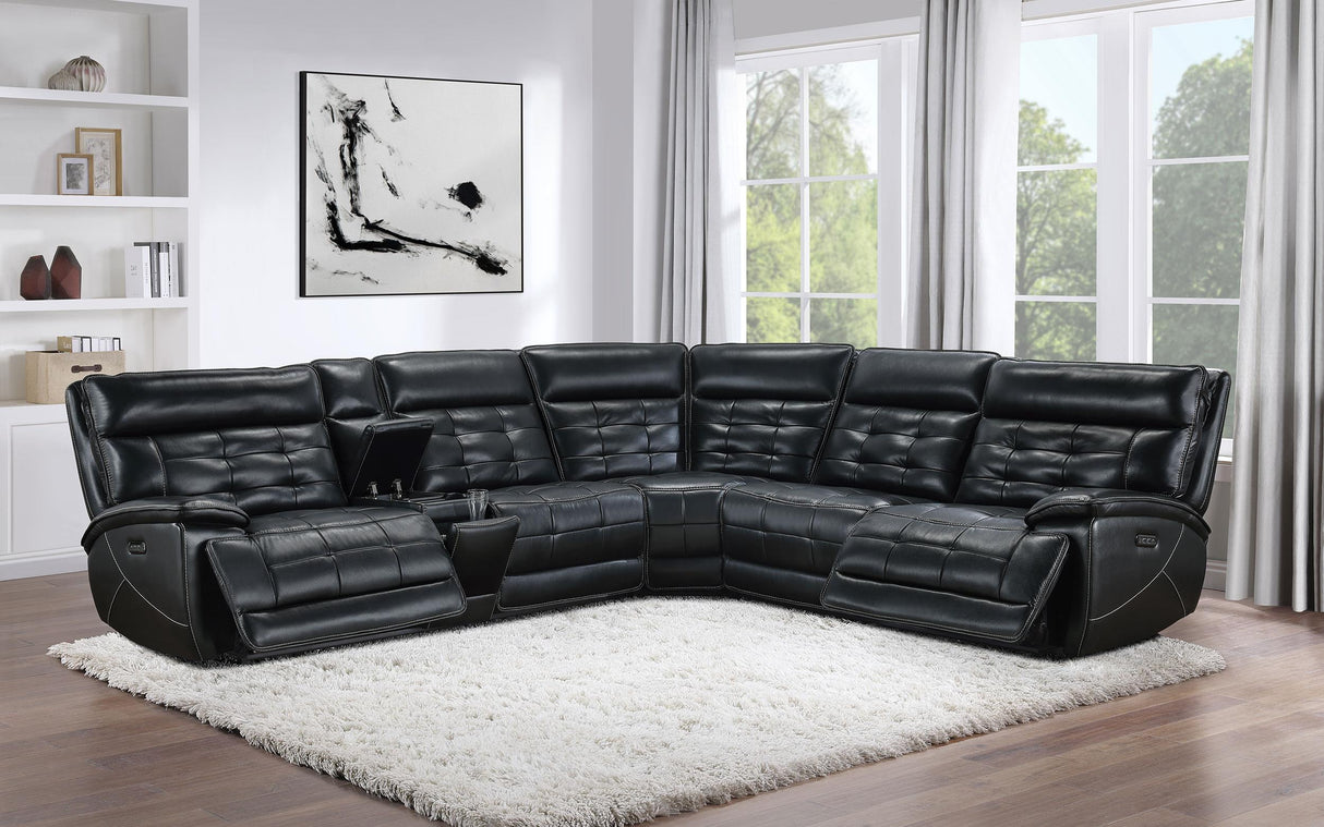 Hewitt Black Leather Upholstered Power Reclining Sectional from Coaster - Luna Furniture