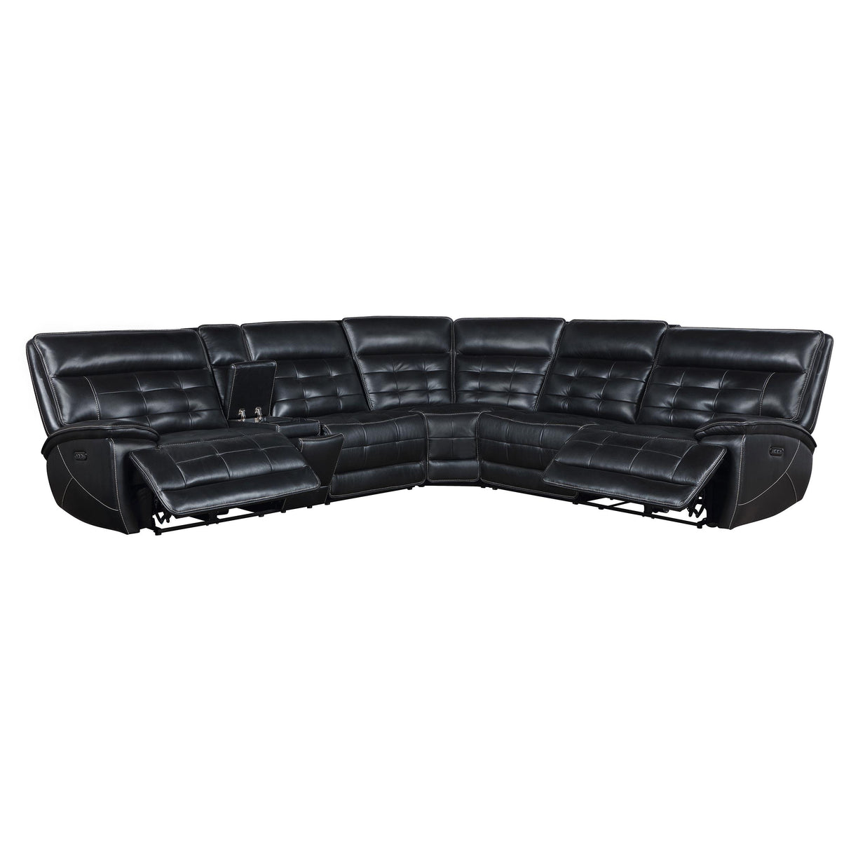 Hewitt Black Leather Upholstered Power Reclining Sectional from Coaster - Luna Furniture