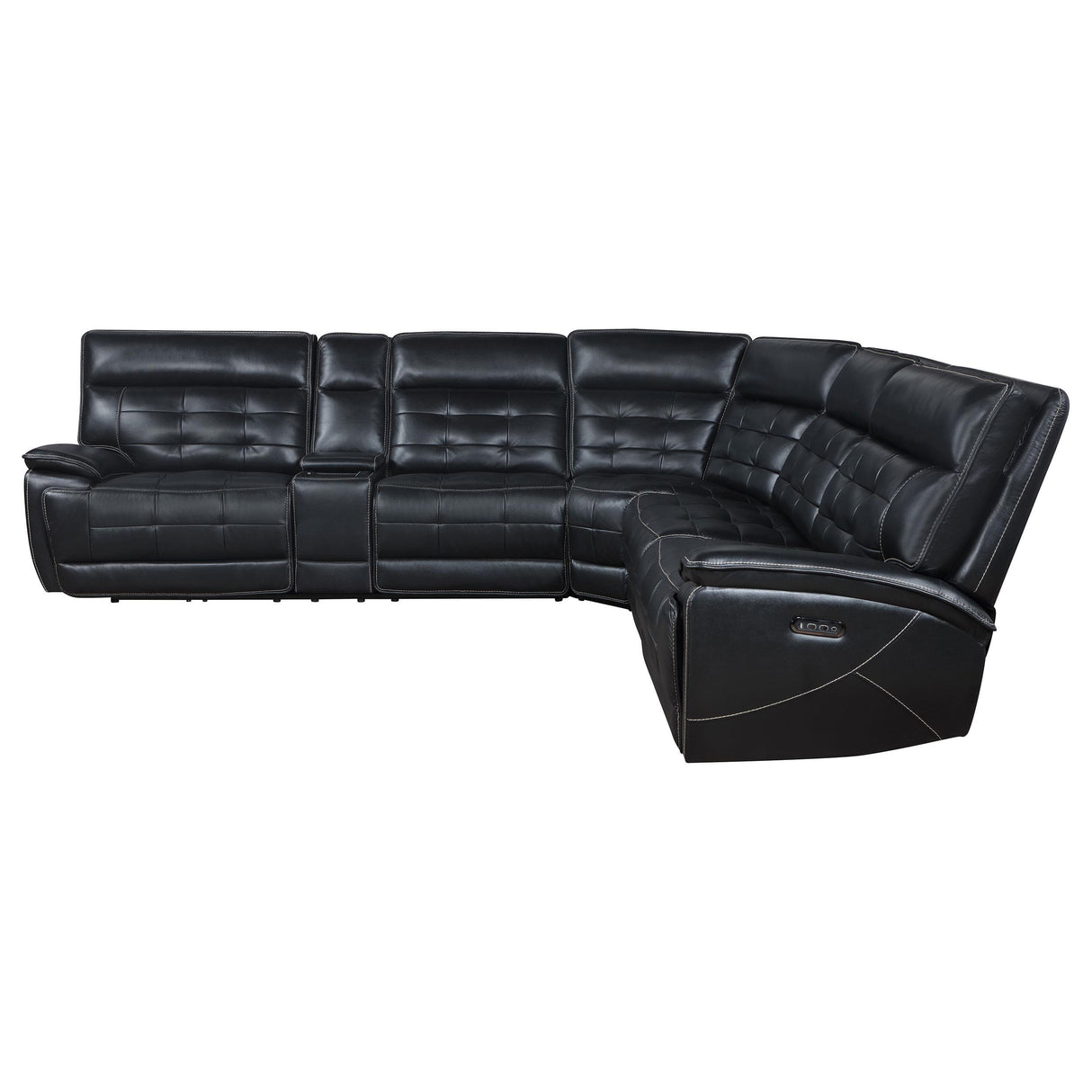 Hewitt Black Leather Upholstered Power Reclining Sectional from Coaster - Luna Furniture