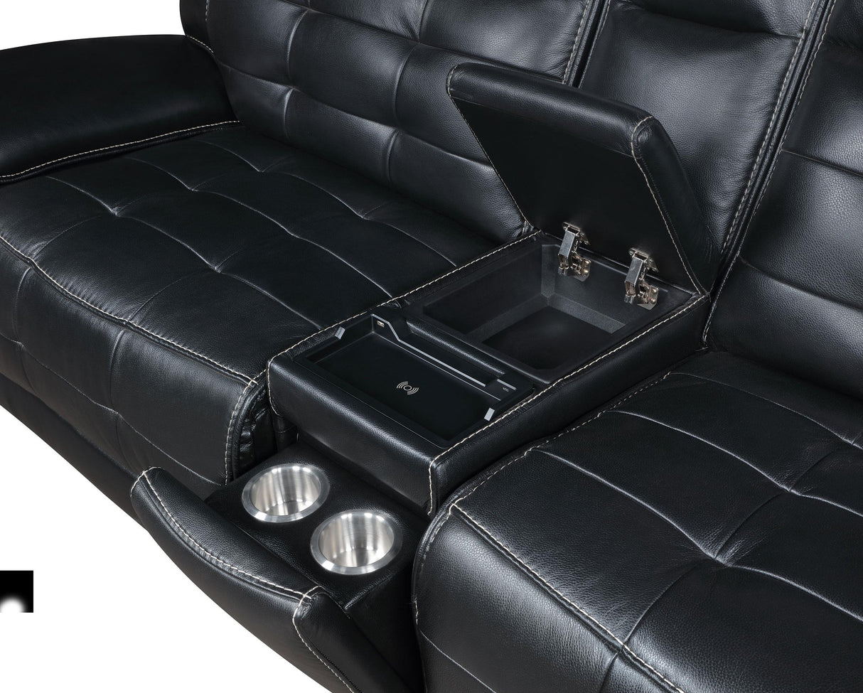 Hewitt Black Leather Upholstered Power Reclining Sectional from Coaster - Luna Furniture