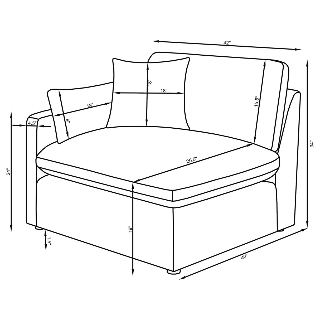 Hobson Upholstered LAF Chair Charcoal from Coaster - Luna Furniture