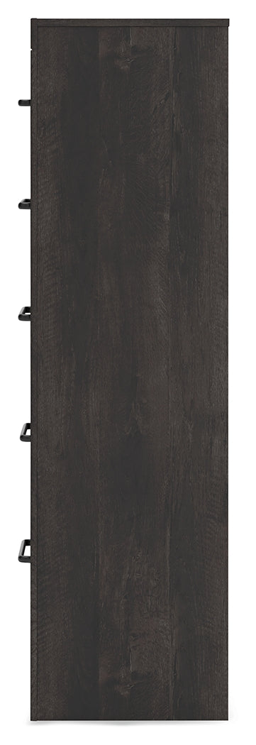 Hollivern Full Panel Bed with Mirrored Dresser, Chest and Nightstand in Dark Gray from Ashley - Luna Furniture