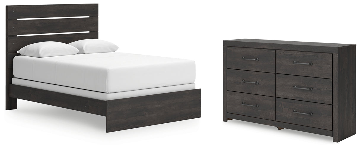 Hollivern Queen Panel Bed with Dresser in Dark Gray from Ashley - Luna Furniture