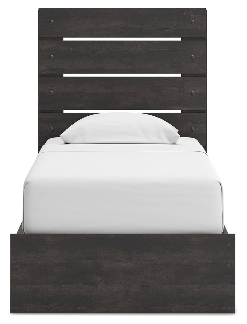 Hollivern Twin Panel Bed with Storage with Dresser in Dark Gray from Ashley - Luna Furniture