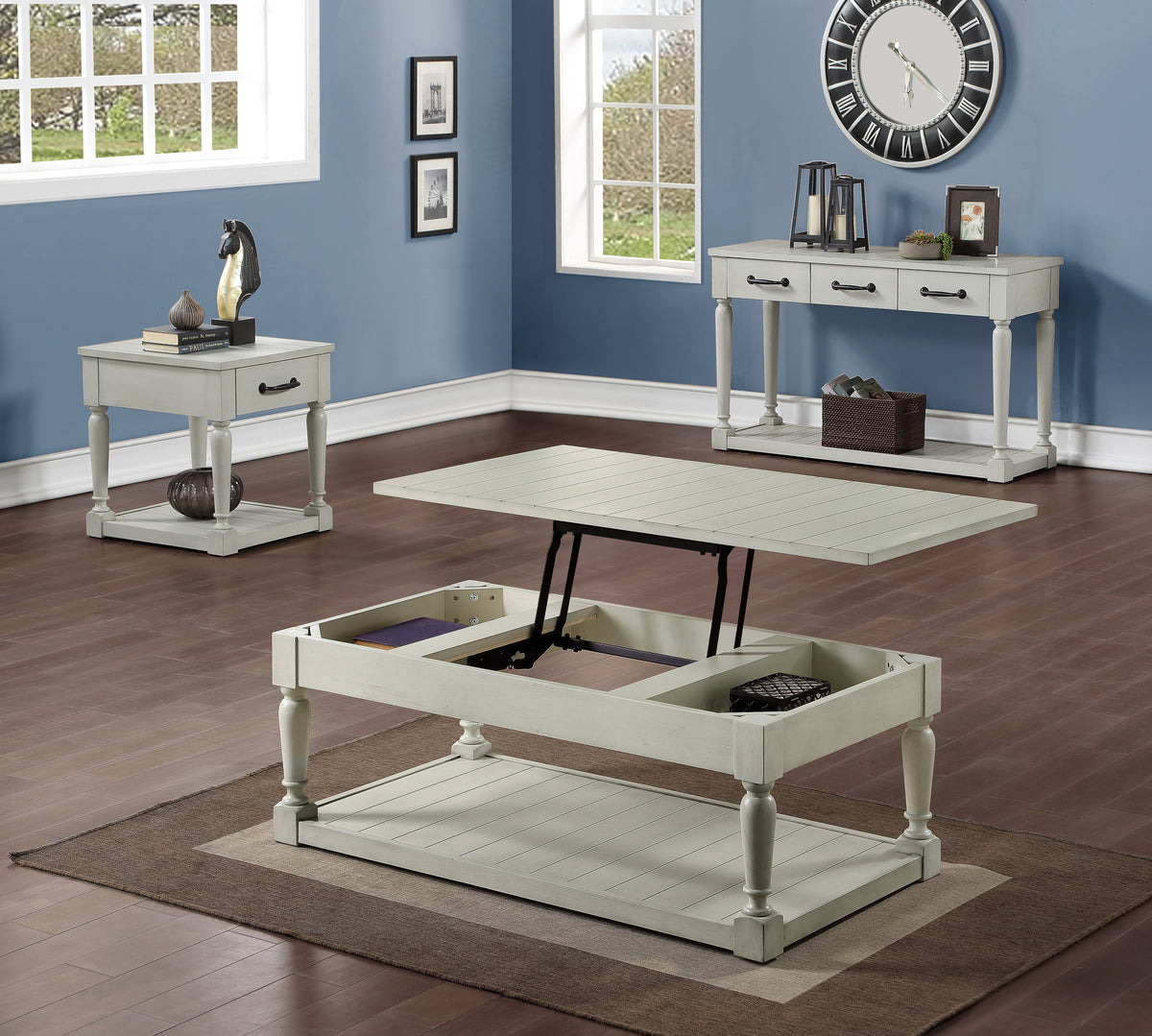 Hemingway Alabaster Coffee 3-Piece Occasional Set with Sofa Table from Steve Silver - Luna Furniture