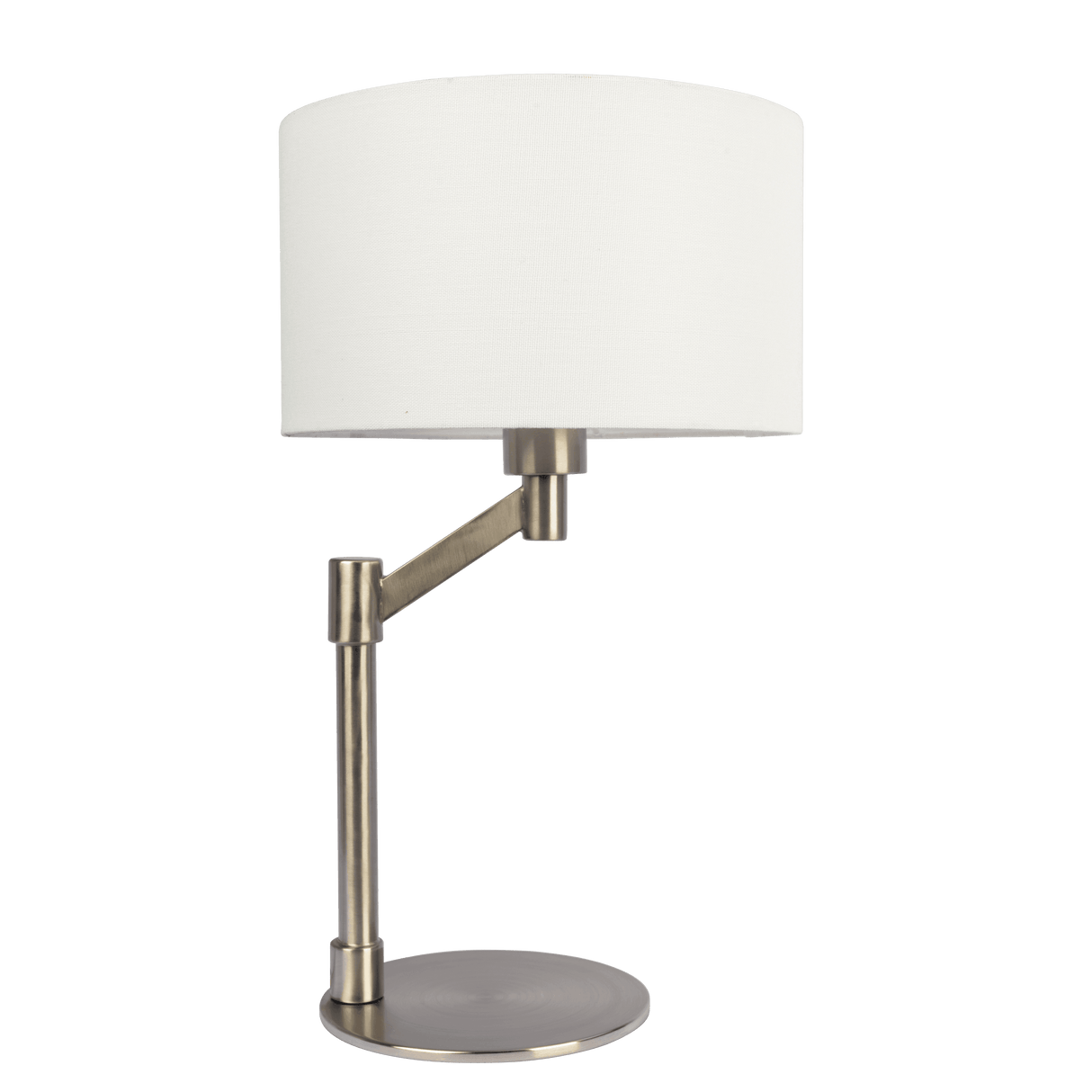 Horizon Brushed Nickel Table Lamp with On/Off Switch Curved Metal Base Linen Shade from Midinmod - Luna Furniture