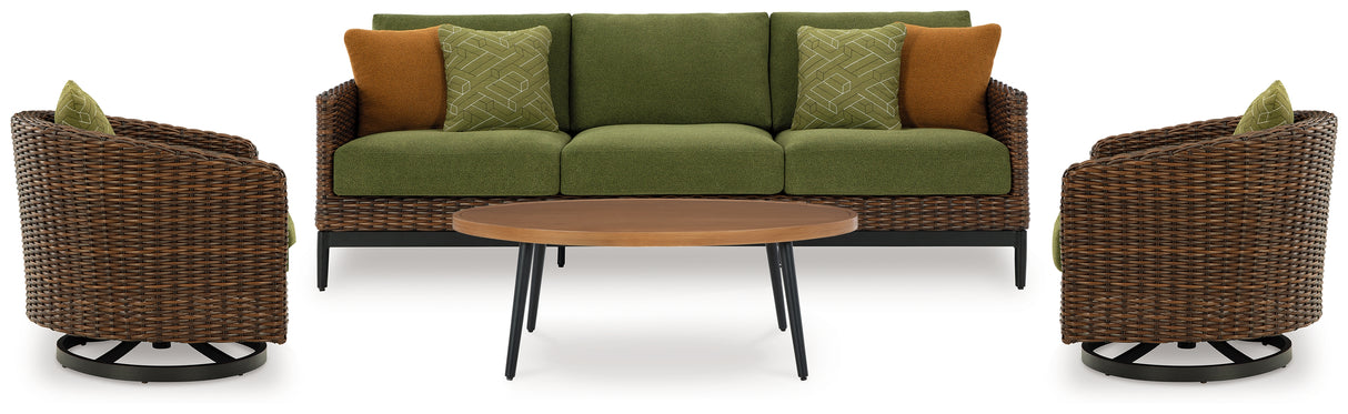 Horizon Hall Outdoor Sofa, 2 Lounge Chairs, Ottoman and Coffee Table from Ashley Furniture - Luna Furniture