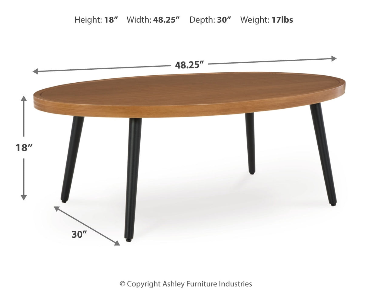 Horizon Hall Outdoor Sofa, 2 Lounge Chairs, Ottoman and Coffee Table from Ashley Furniture - Luna Furniture