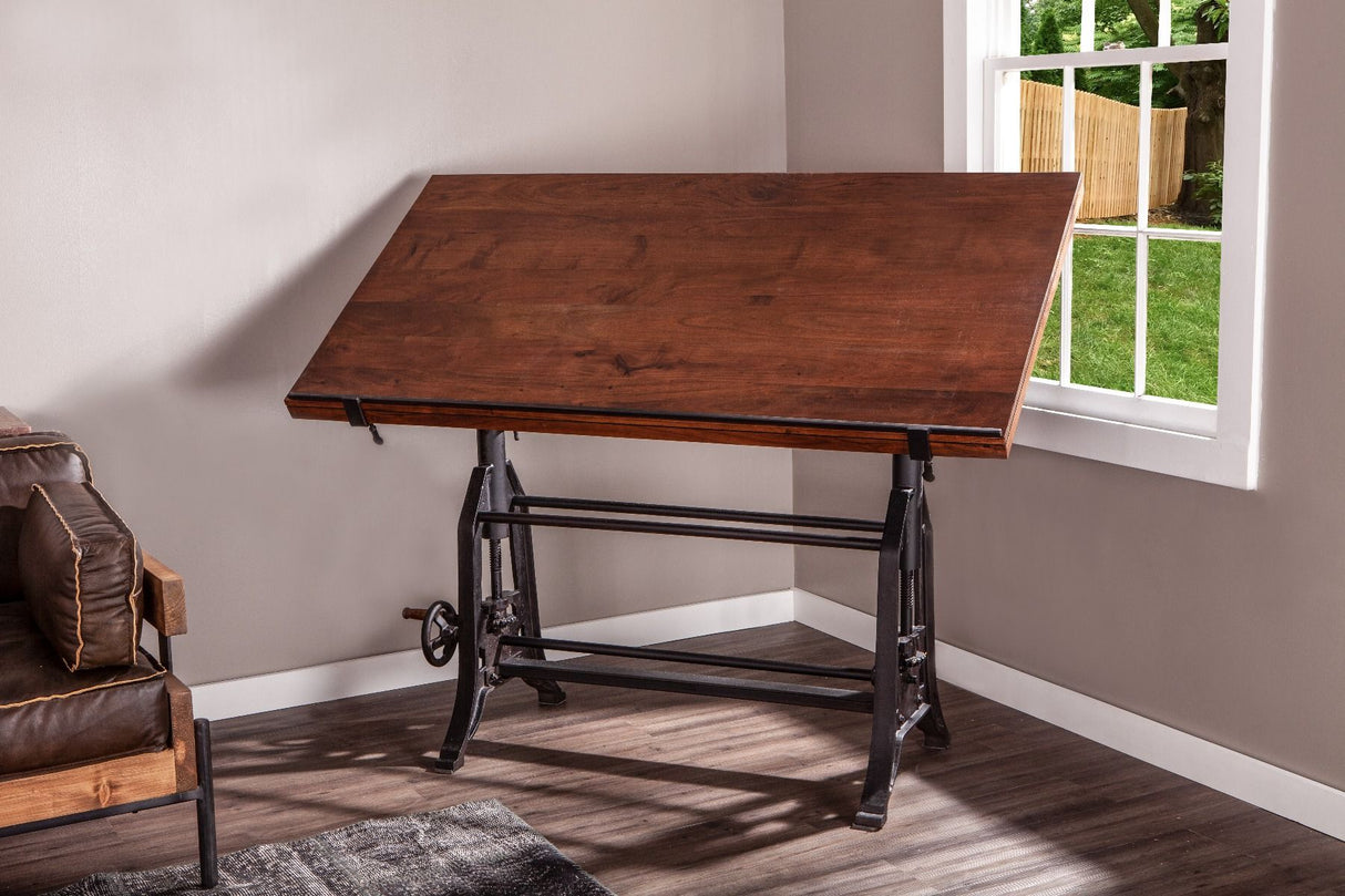 Industrial Loft 62" Adjustable Drafting Desk in Walnut from Home Trends & Design - Luna Furniture