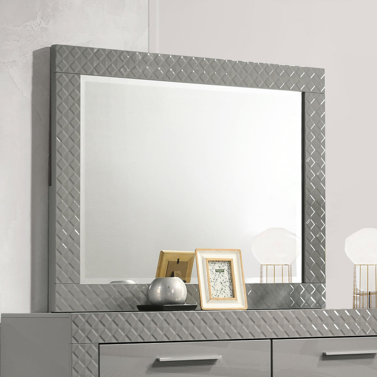Ives Gray High Gloss Dresser Mirror (Mirror Only) from Coaster - Luna Furniture