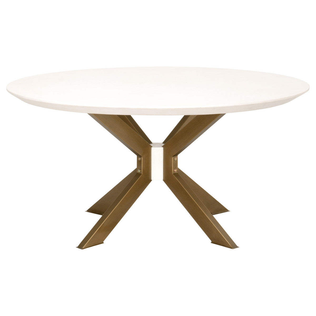 Industry 60" Round Dining Table in Ivory Concrete, Brass from Essentials For Living - Luna Furniture