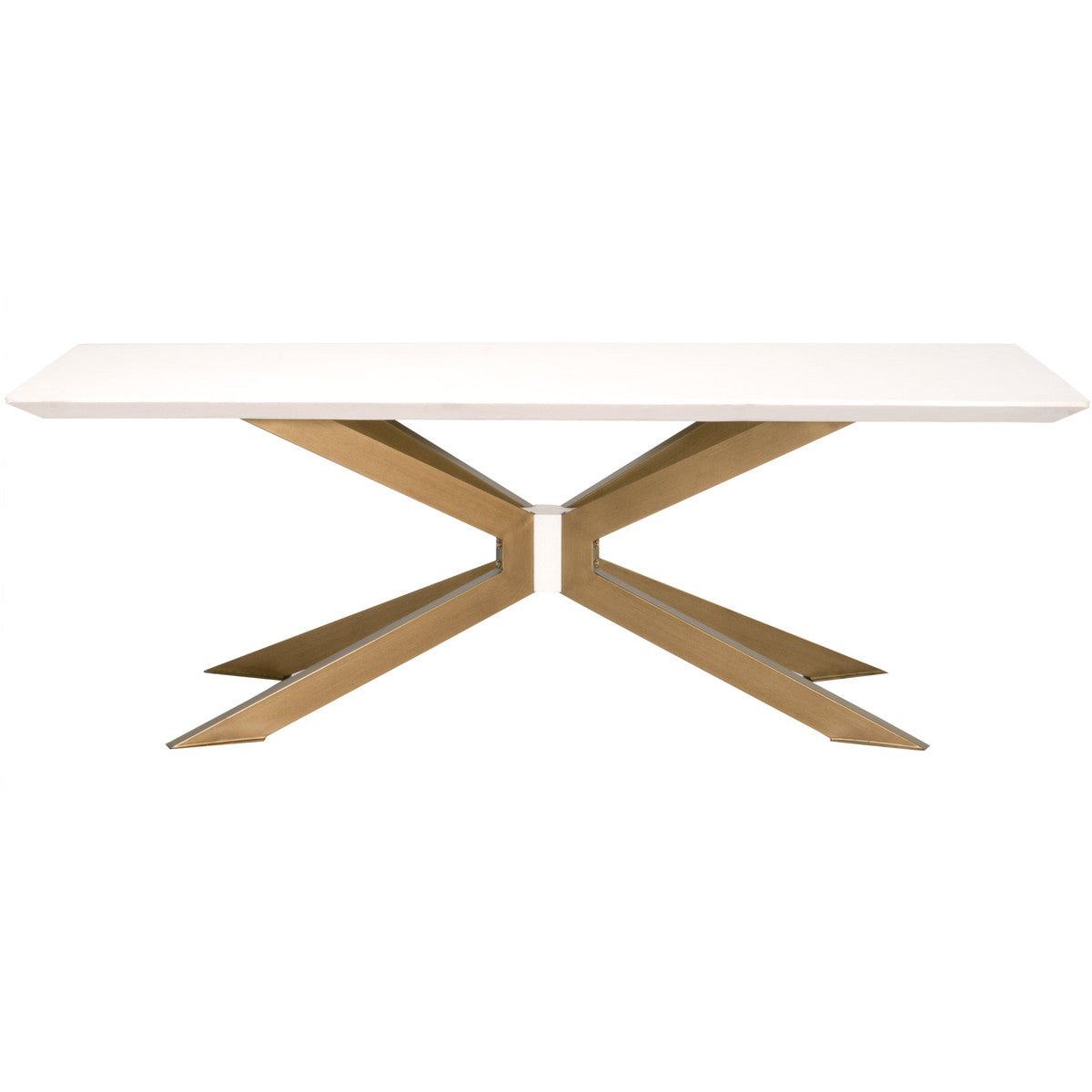 Industry Rectangle Dining Table in Ivory Concrete, Brass from Essentials For Living - Luna Furniture