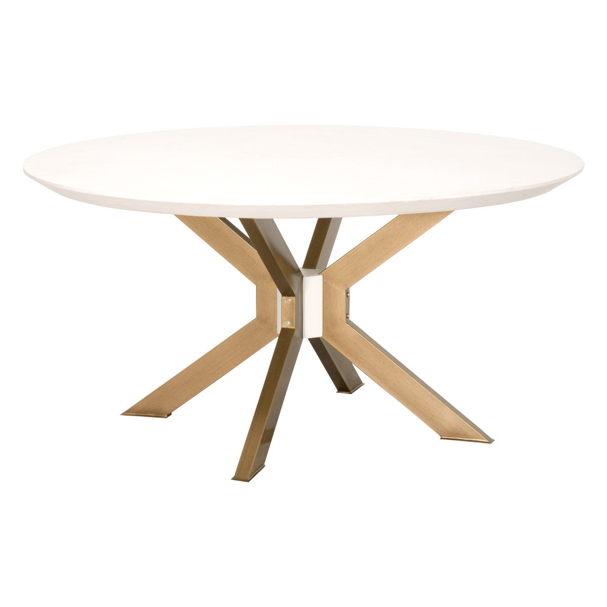 Industry 60" Round Dining Table in Ivory Concrete, Brass from Essentials For Living - Luna Furniture