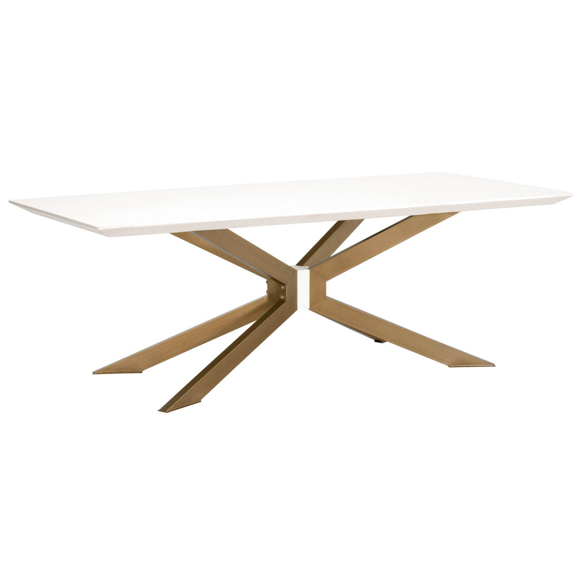 Industry Rectangle Dining Table in Ivory Concrete, Brass from Essentials For Living - Luna Furniture